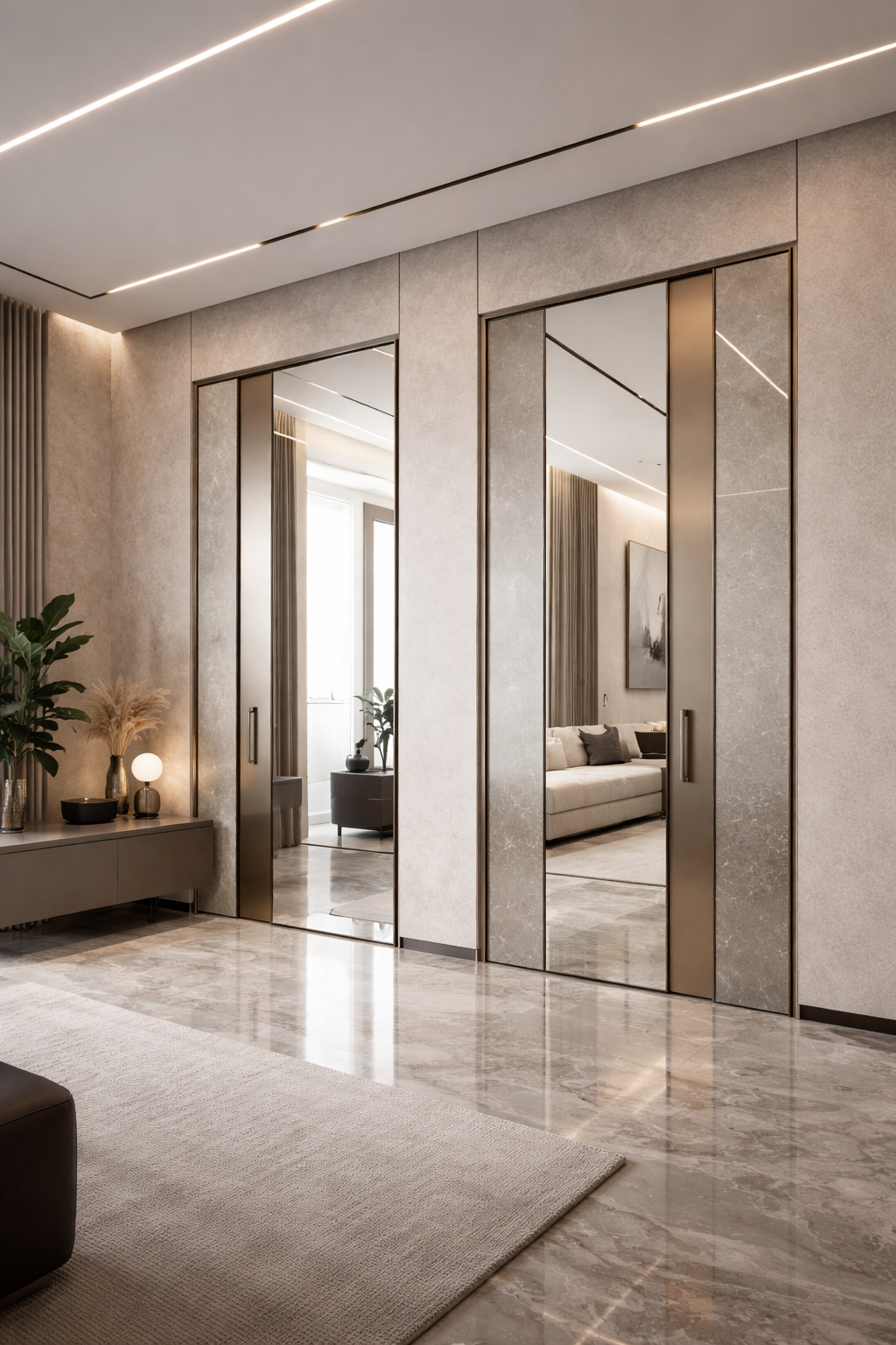 скрытые двери с зеркалом