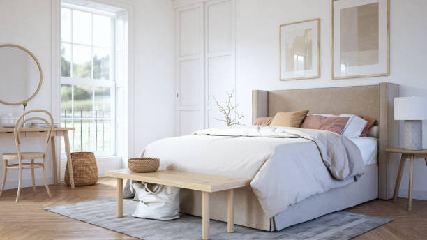 Bedroom interior wooden furniture