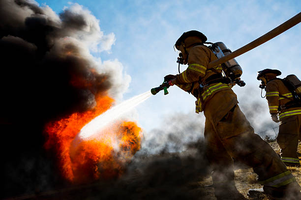 Firefighters in a fire protection